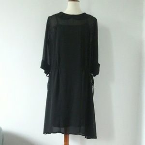 Vintage Look Black Sheer Dress with Slip