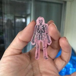 Pink skeleton Halloween Lapel pin