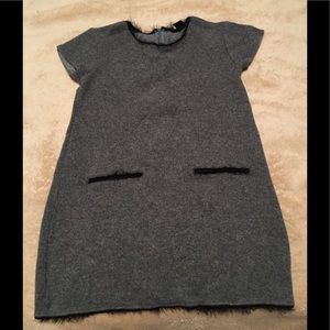 Zara Kids Girl Gray Sweater Dress With Black Trim