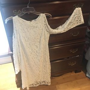 Adrianna Papell white lace cold shoulder dress