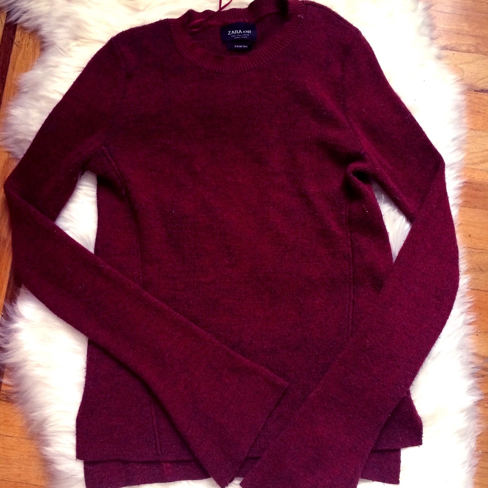 Zara crew knit sweater made with Italian yarn