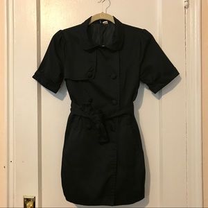 H&M Divided Black Short Sleeve Trench Coat Size 4