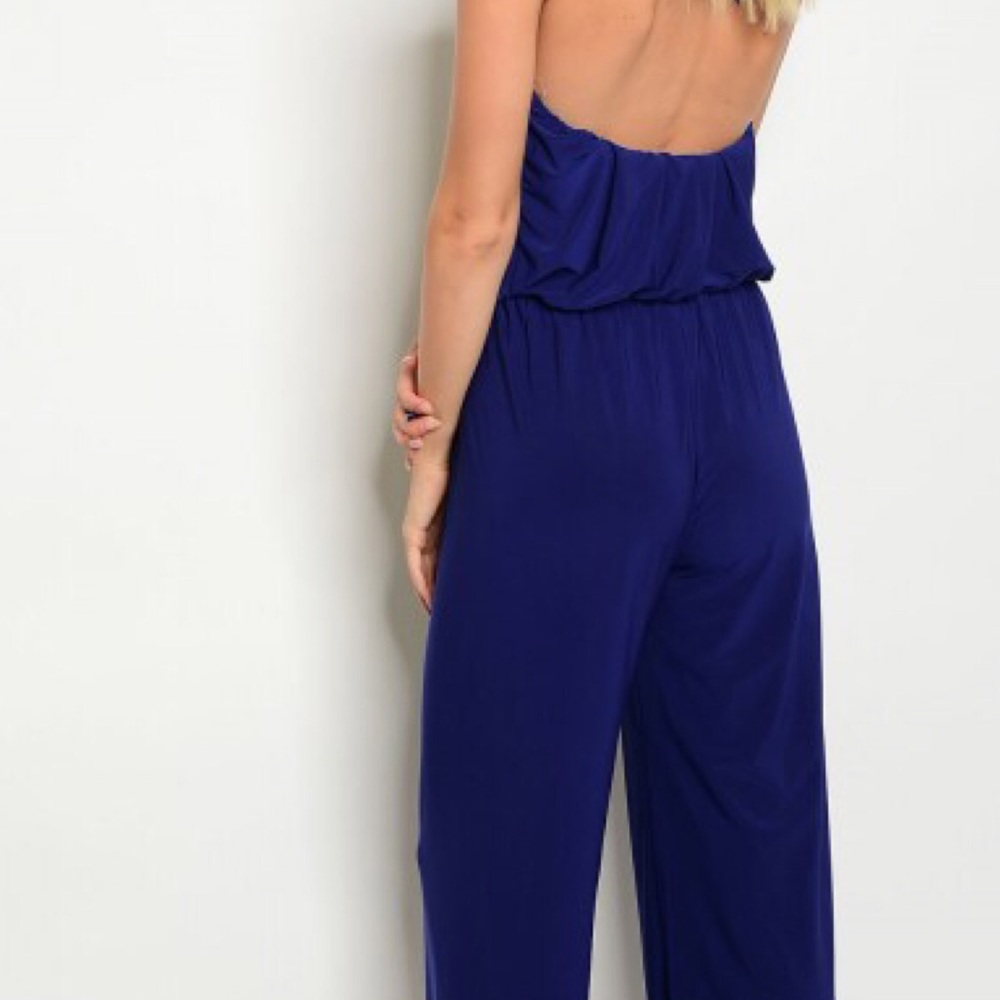 Navy Halter Jumpsuit - Picture 4 of 4