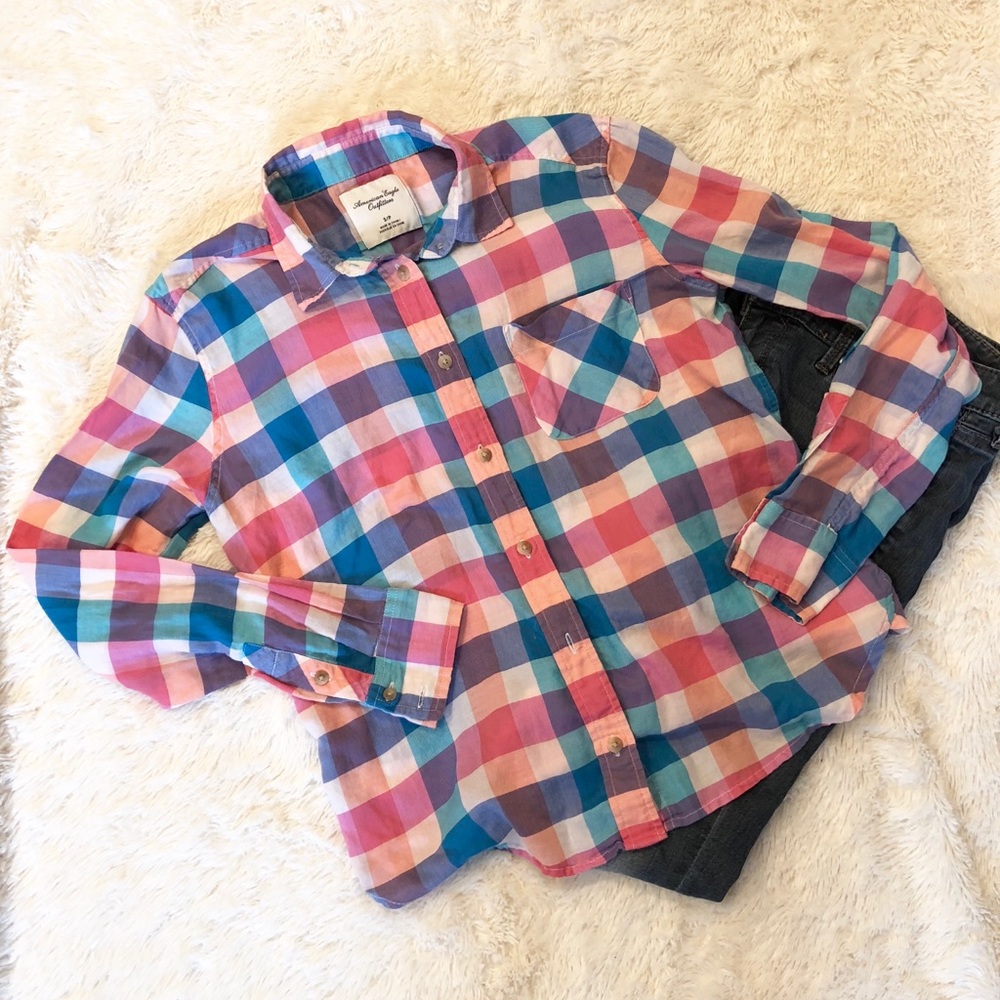 American Eagle Flannel Button Down Shirt EUC