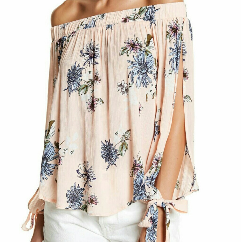 Pink Floral Off Shoulder Top