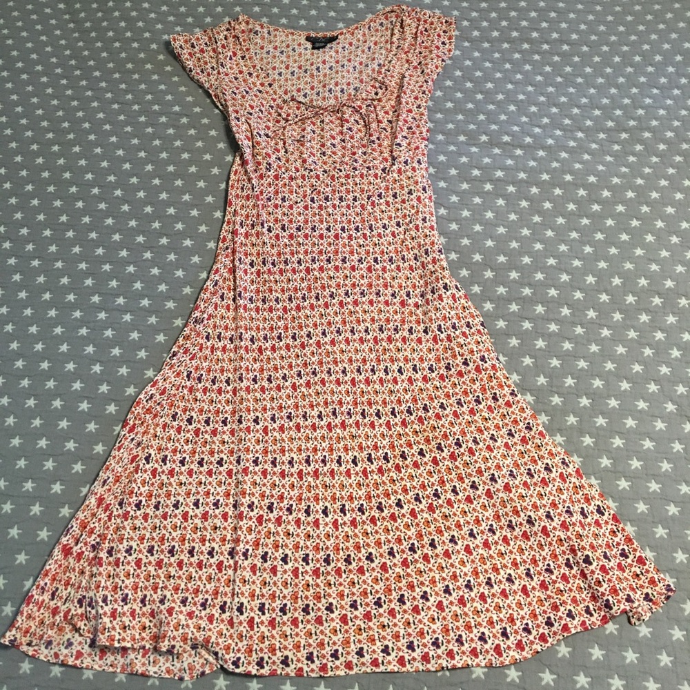 100% rayon capped sleeve dress
