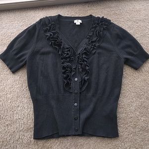 Ruffled black cardigan