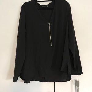 A black blouse with a zipper detail