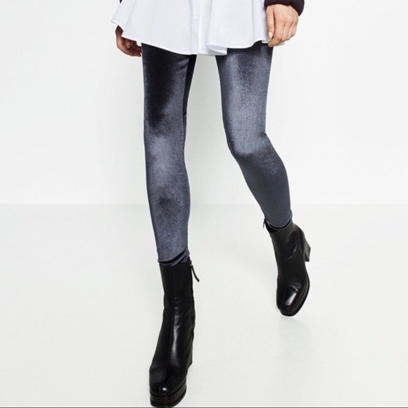 Zara Pants - SOLD NWOT Zara Taupe Grey Velvet Leggings