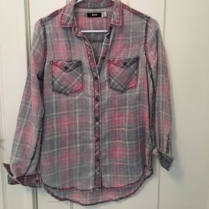 Gray and Pink Light Flannel from Urban Outfitters
