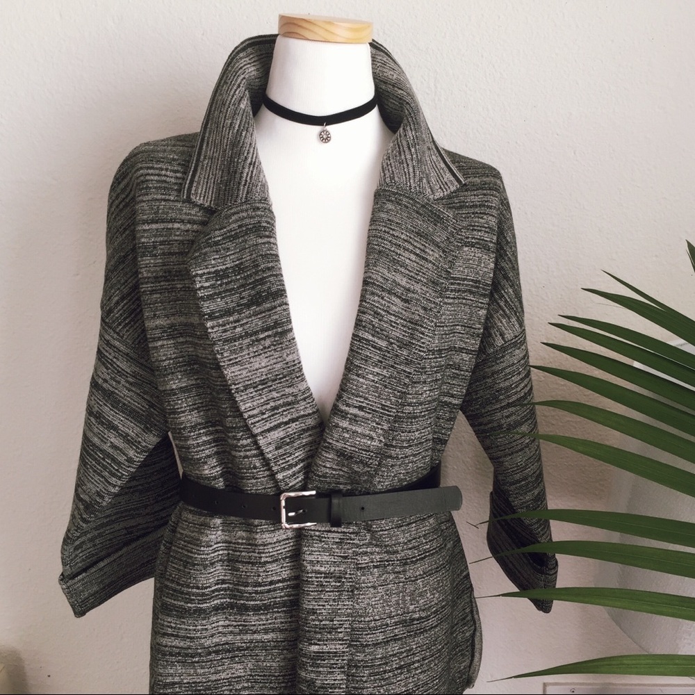 Grey Long Knit Coat