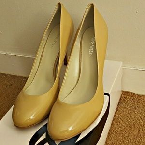 Nine West Taupe Synthetic almond toe heels 9.5