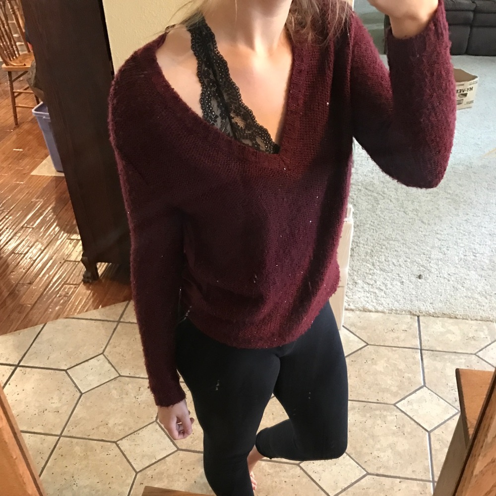 Burgundy Sweater with Sequins