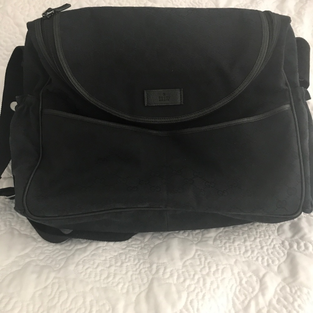 Authentic Black Gucci diaper bag