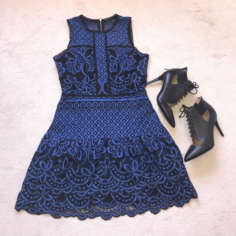 Devlin Sapphire Fit And Flare Scalloped Dress
