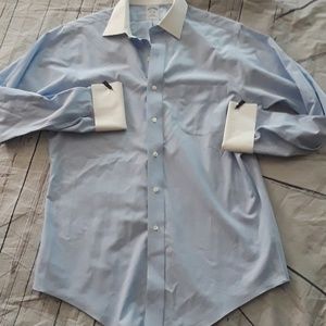 Brooks brother blue and white dress shirt new