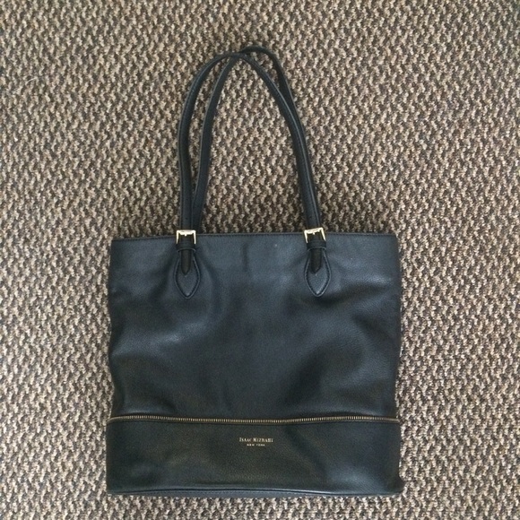 Isaac Mizrahi New York Black Leather Tote - Picture 1 of 8