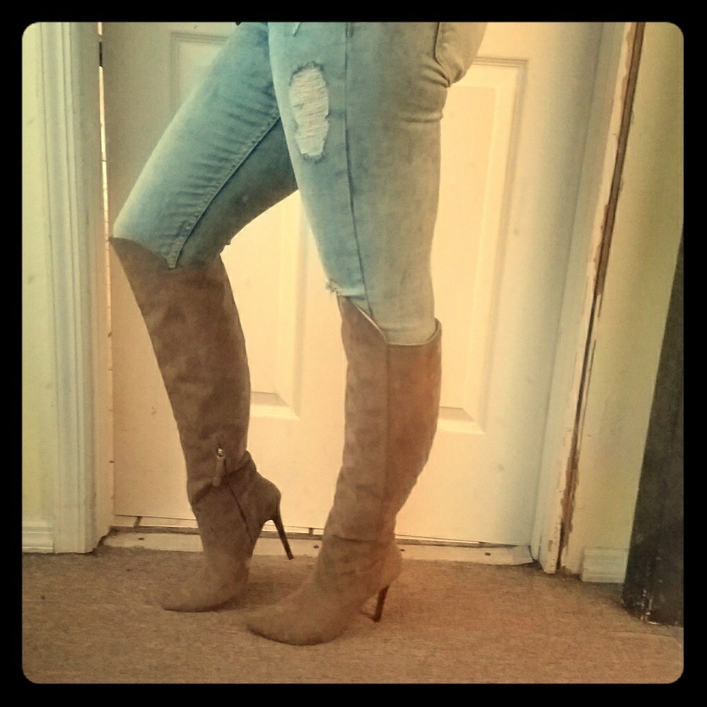 Light brown suede boots