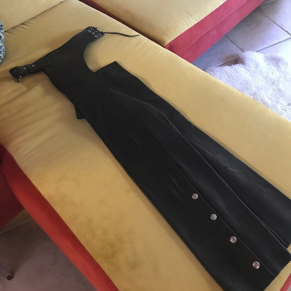Genuine black leather chaps