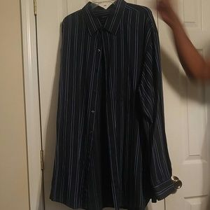 Blue Striped Men's Dress Shirt 3XLT