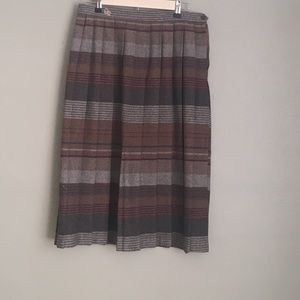 Vintage Oscar de Larenta Pleated Plaid Skrt, Sz 16