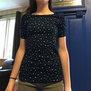 Adorable boatneck top ruched sleeves