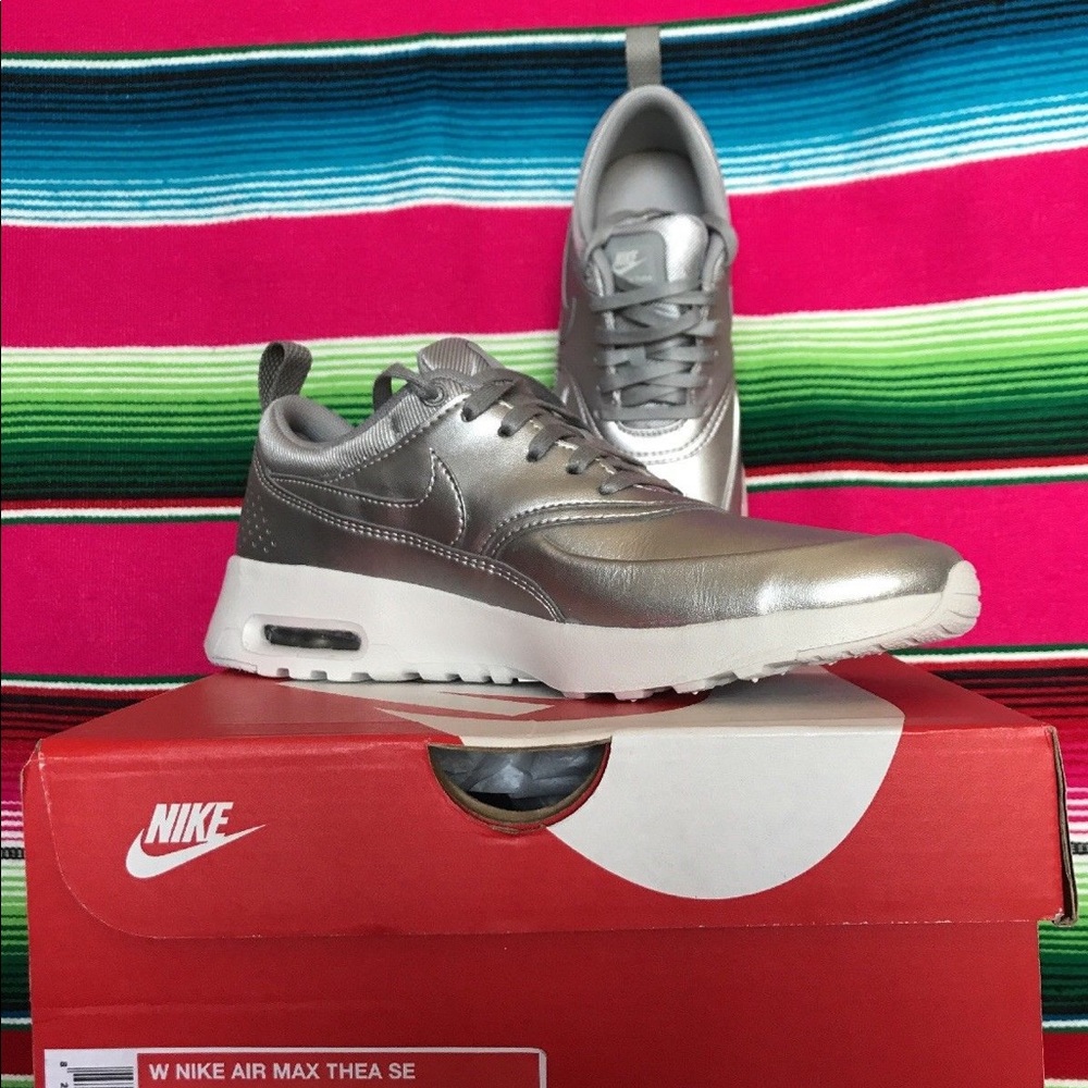 Nike Air Max Thea Silver Metallic Sneakers - Picture 3 of 8