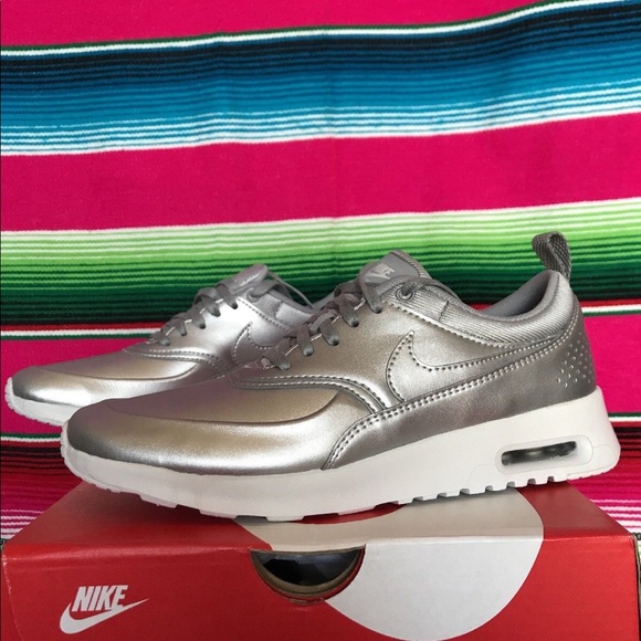 Nike Air Max Thea Silver Metallic Sneakers - Picture 2 of 8