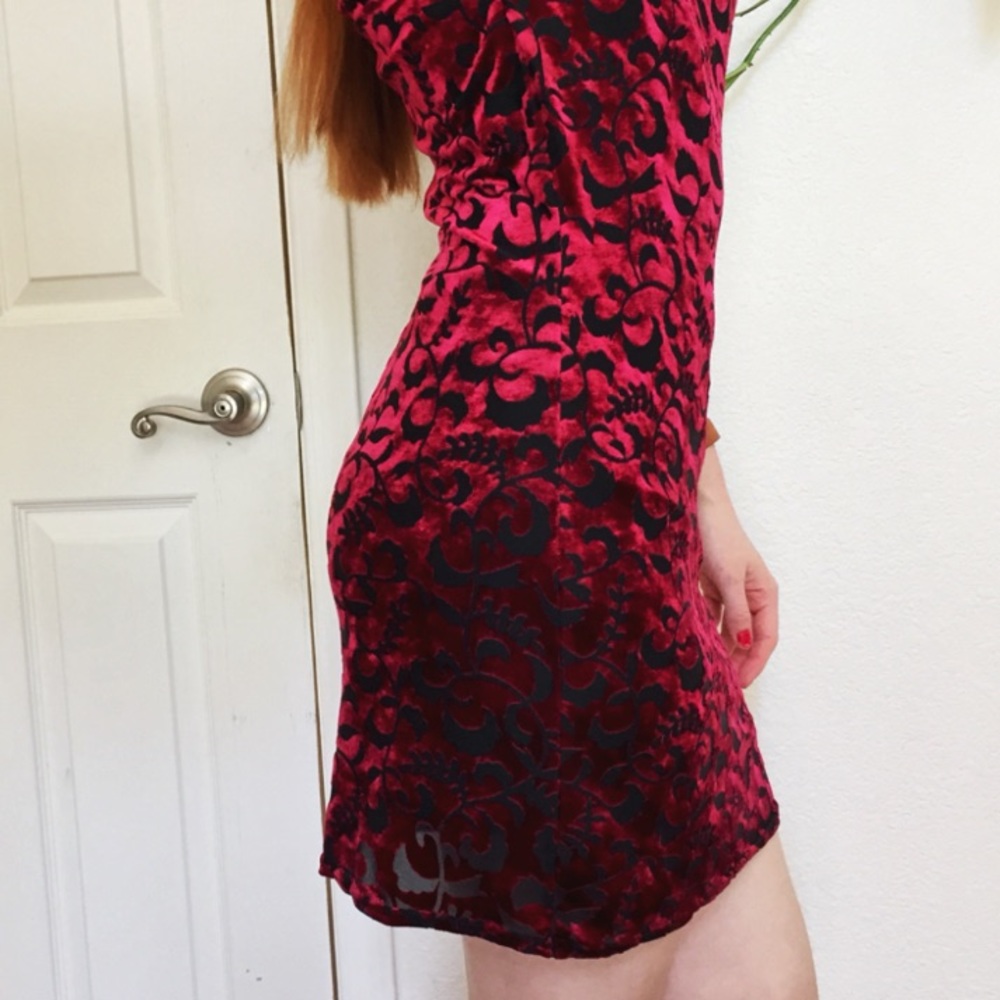 90’s kitten crimson burnout velvet dress - Picture 3 of 8