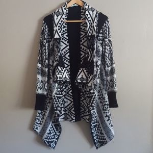 Maurices black and white Aztec sweater cardigan