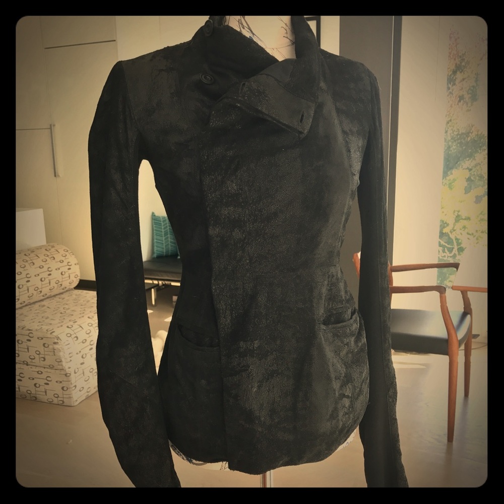 Rick Owens black sueded black leather biker jacket