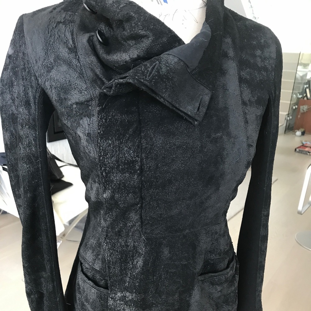 Rick Owens black sueded black leather biker jacket - Picture 3 of 6