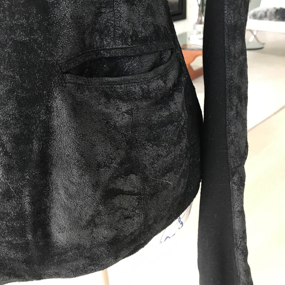Rick Owens black sueded black leather biker jacket - Picture 4 of 6