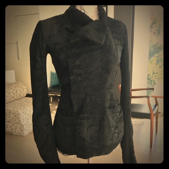 Rick Owens Jackets & Blazers - Rick Owens black sueded black leather biker jacket