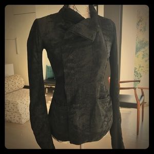 Rick Owens black sueded black leather biker jacket