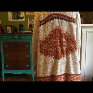 Lucky Brand Embroidered Long Wrap Sweater
