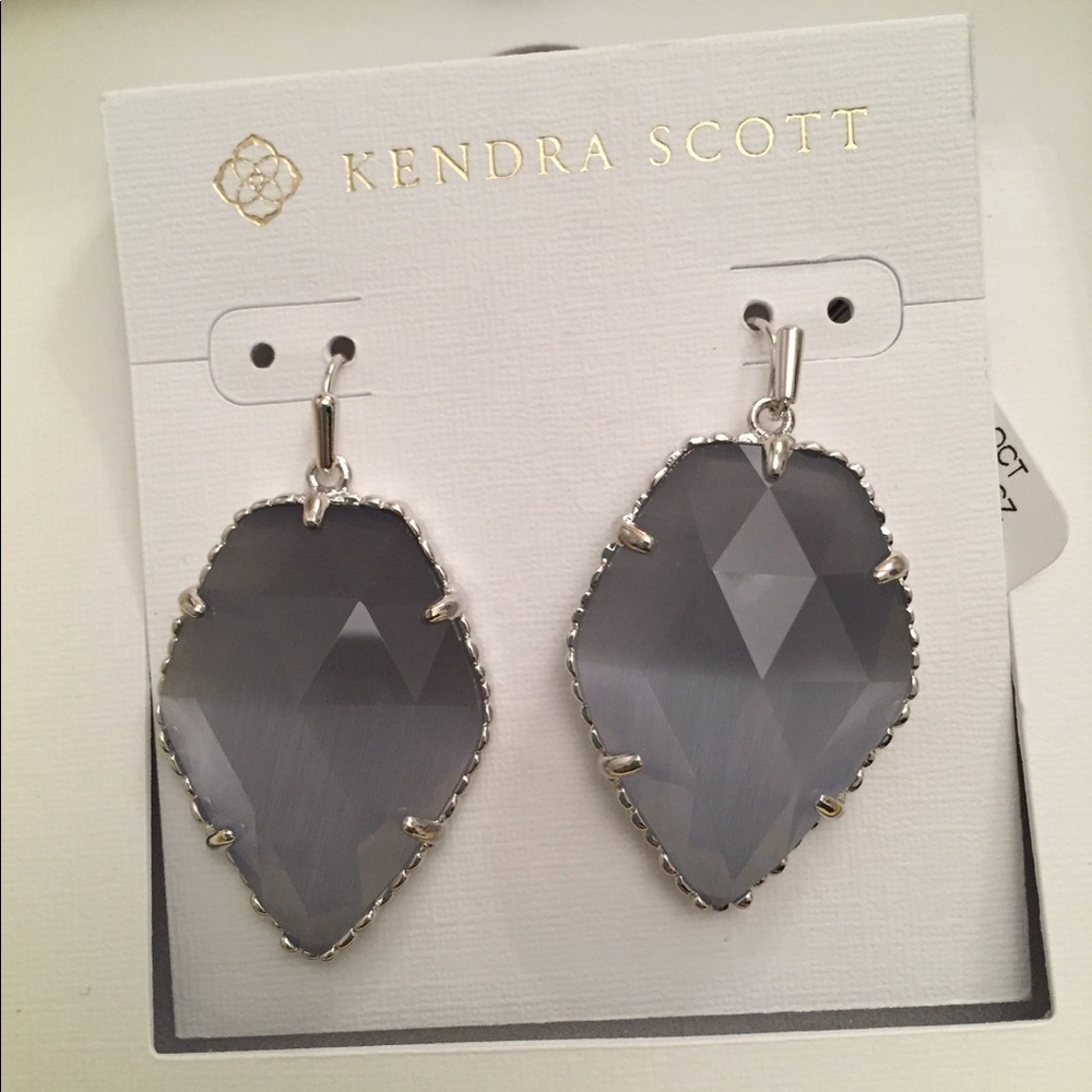 NWTs Kendra Scott Corley Silver Gray Earrings