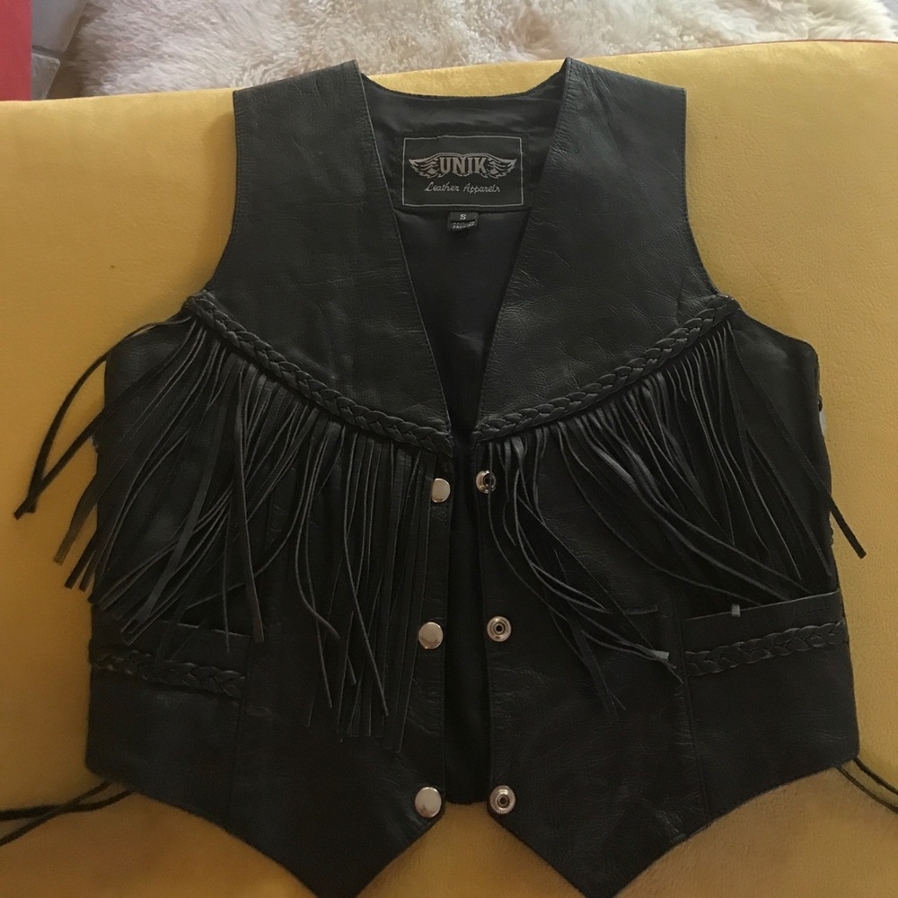 Genuine black leather vest