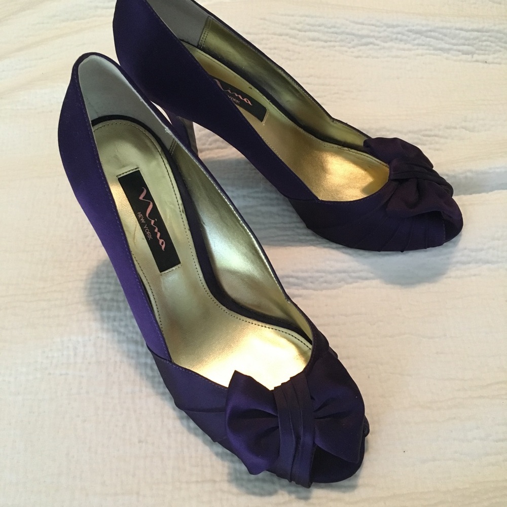 Purple Peep Toe Bow Heels