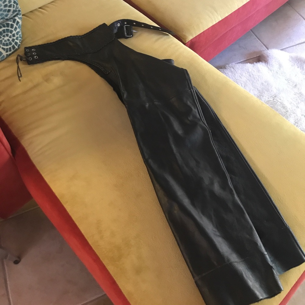 Black leather chaps