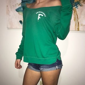 Abercrombie and Fitch green off-shoulder top