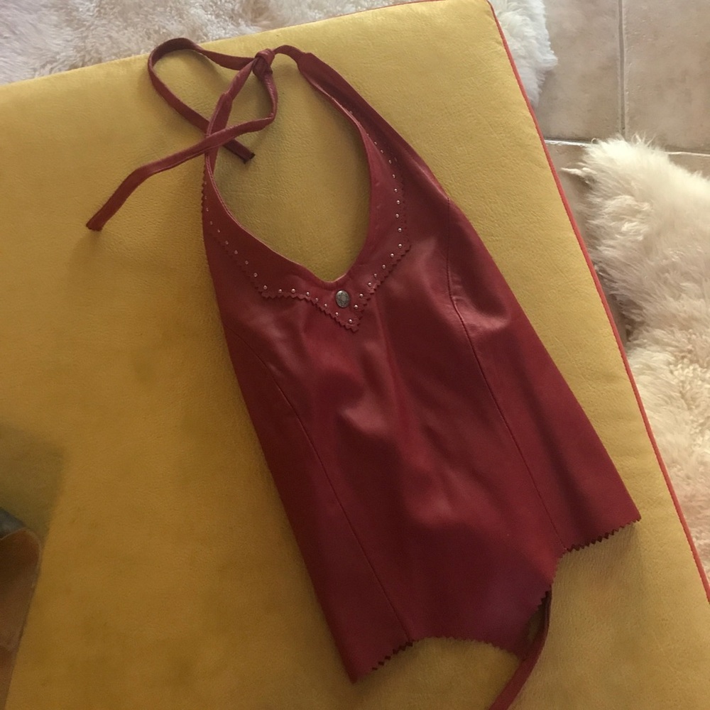Genuine leather halter top