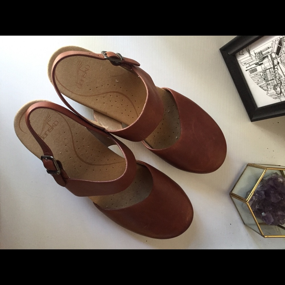 Dansko leather sling back clogs size 42