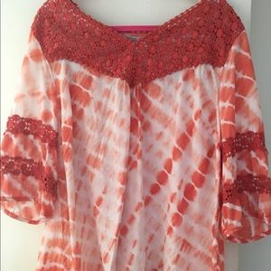 Orange/White Tie Dye Shirt