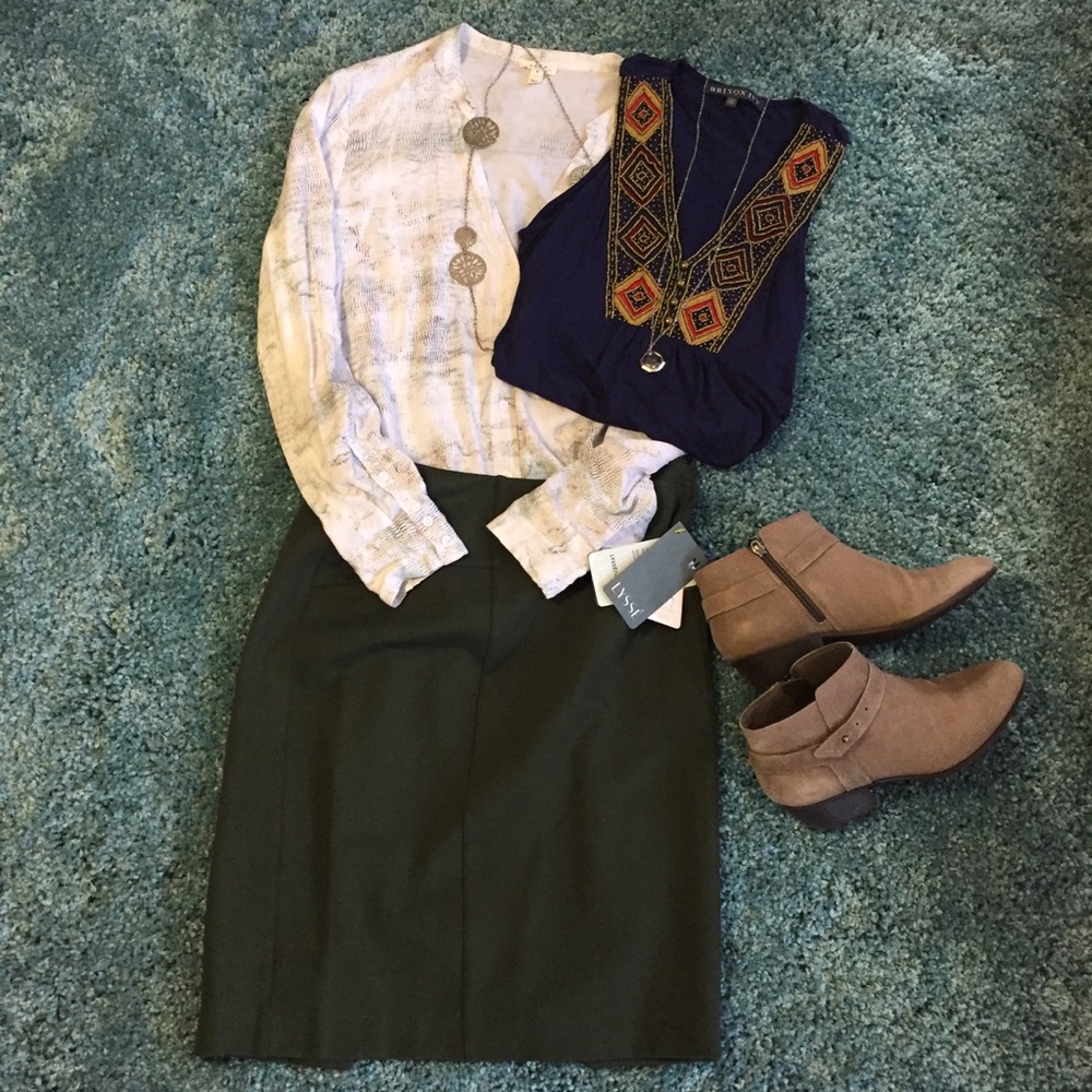 Lysse Pencil Skirt Olive Green-M