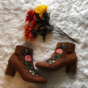 Embroidered Ankle booties