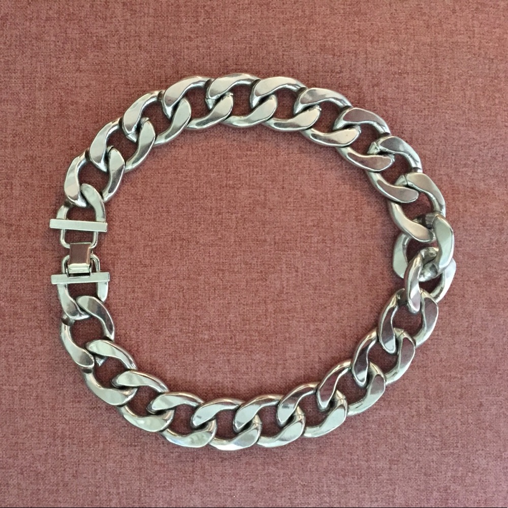 Silver chain chocker necklace