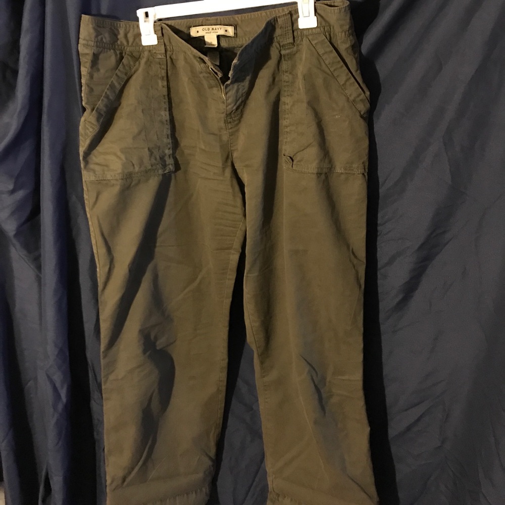 Old Navy, olive green, mid-rise pants