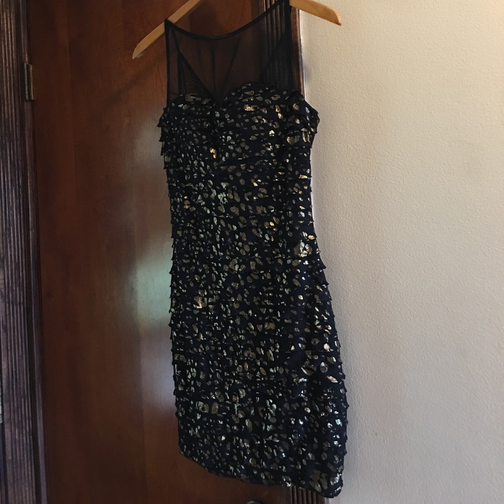 Emerald Sundae Size: Med Black & Gold Spot Dress