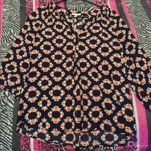 Blue and orange blouse
